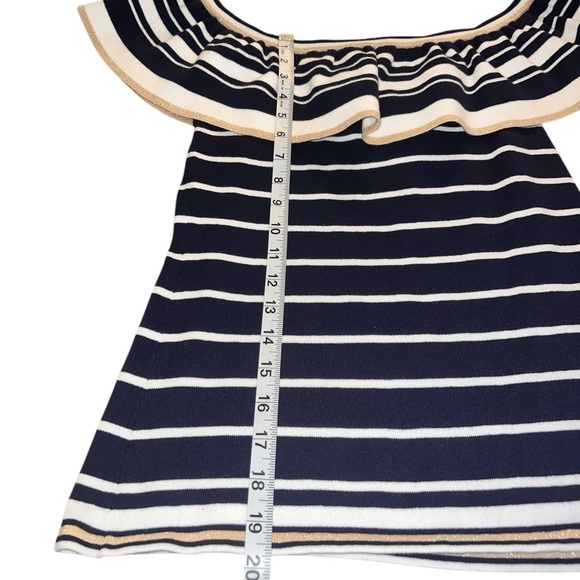 EUC Lilly Pulitzer Perelle Sweater Off The Shoulder Navy Gold Small Nautical - Picture 7 of 10